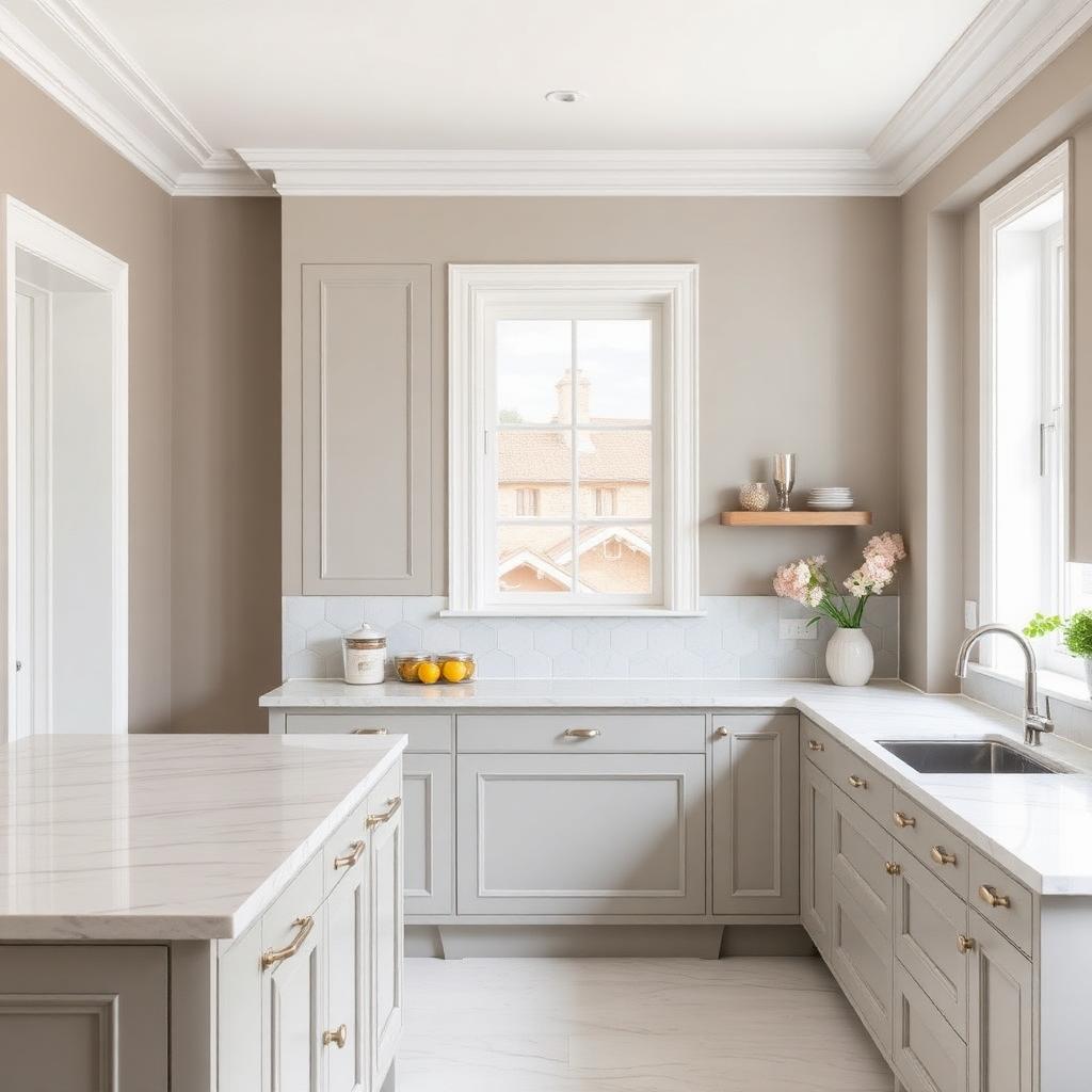 Soft gray painted kitchen